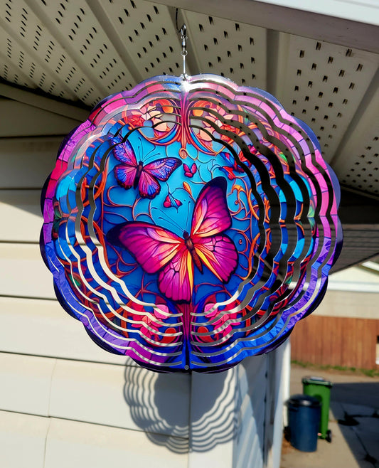 Stained Glass Butterflies 10" Wind Spinner