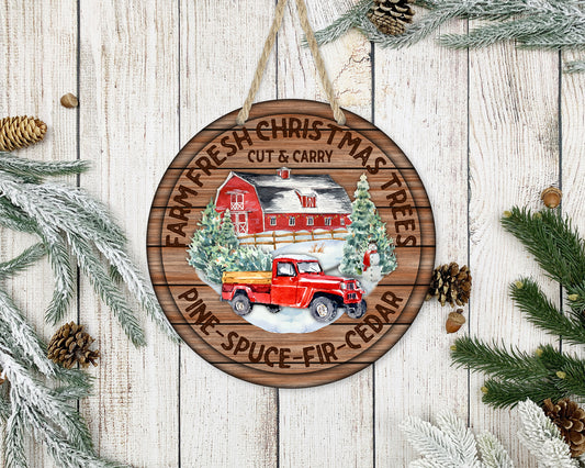 Farm Fresh Christmas - 10" Round Door Hanger