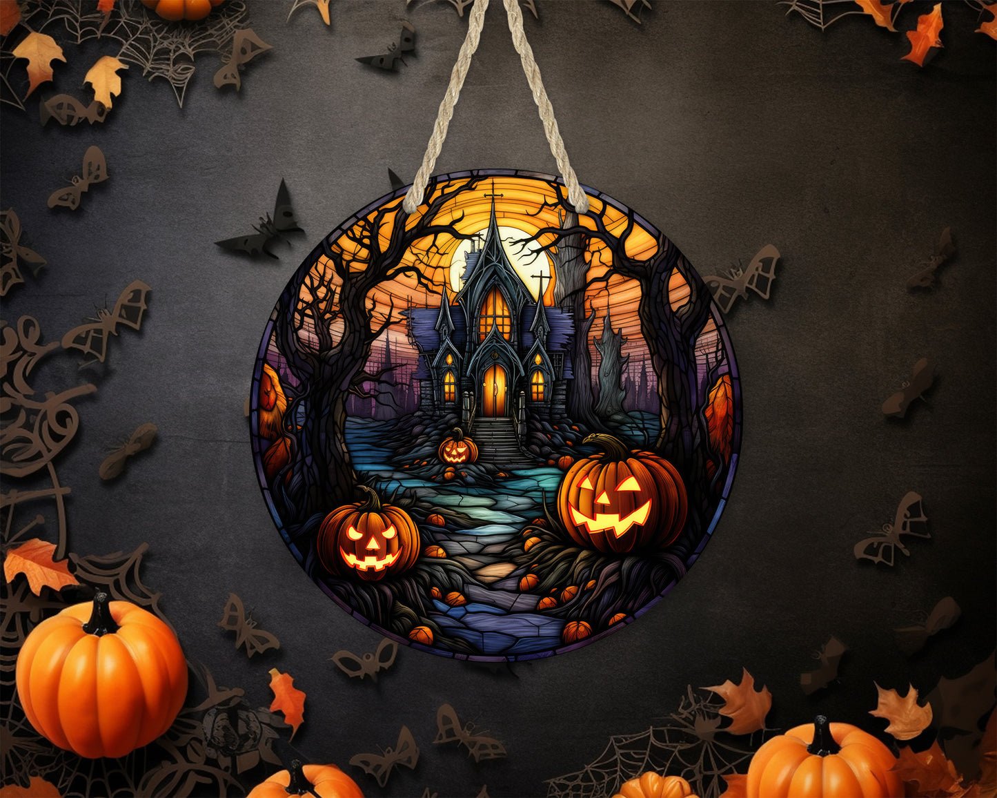 Spooky Halloween - 10" Round Door Hanger