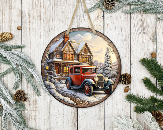 Vintage Christmas #10 - 10" Round Door Hanger