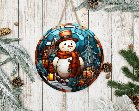 Stained Glass Christmas #2 - 10" Round Door Hanger