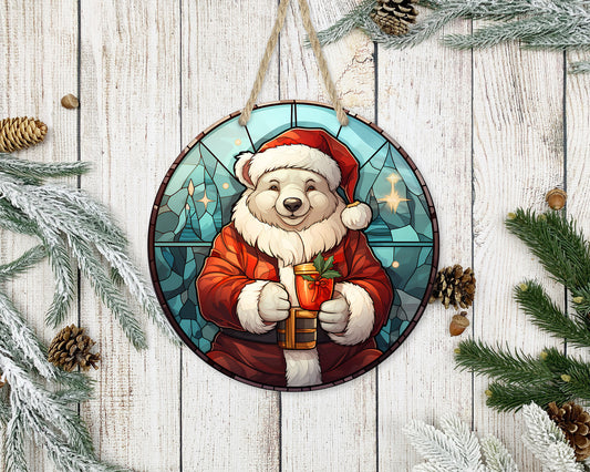 Stained Glass Christmas #3 - 10" Round Door Hanger