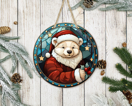 Stained Glass Christmas #5 - 10" Round Door Hanger