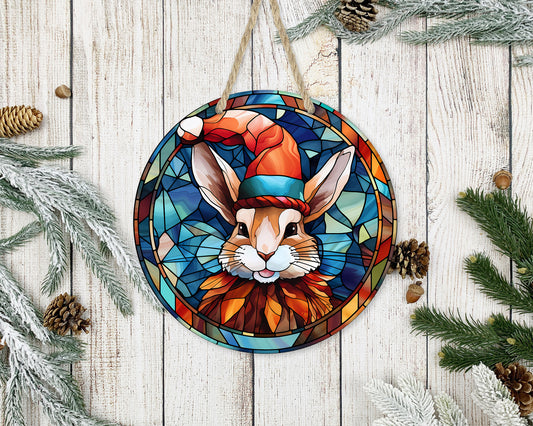 Stained Glass Christmas #10 - 10" Round Door Hanger