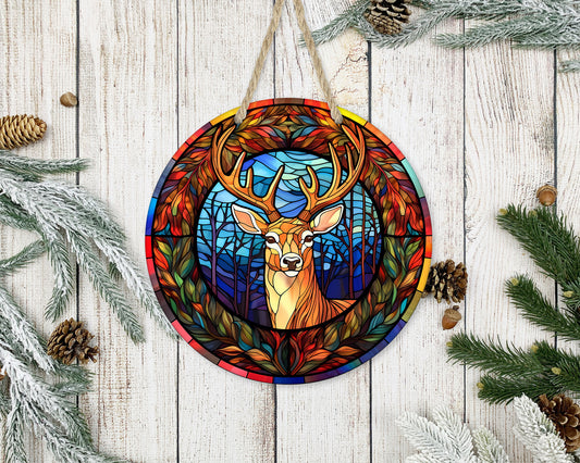 Stained Glass Christmas #11 - 10" Round Door Hanger