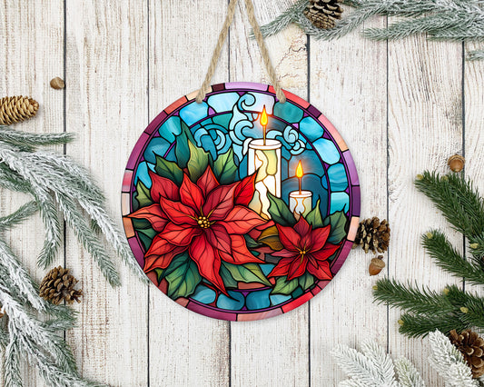 Stained Glass Christmas #12 - 10" Round Door Hanger