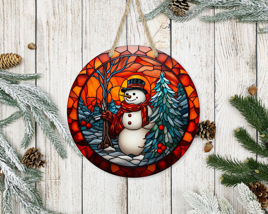 Stained Glass Christmas #14 - 10" Round Door Hanger