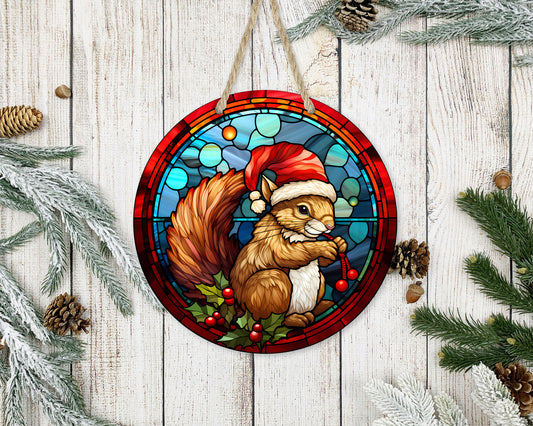 Stained Glass Christmas #17 - 10" Round Door Hanger