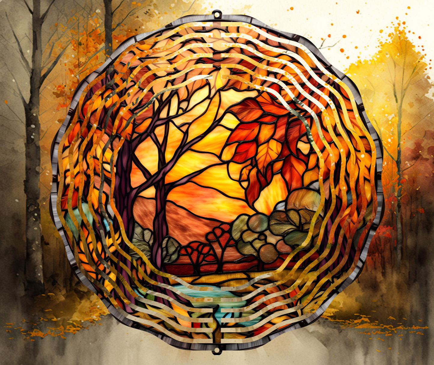 Stained Glass Fall 10" Wind Spinner